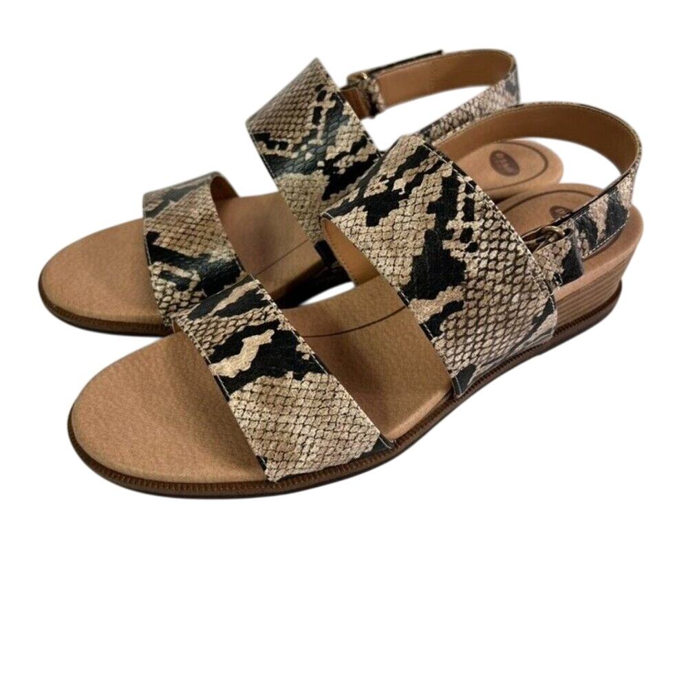 Dr Scholls Sandals Womens 10M Freeform Strap Snakeskin Print Wedge Open Toe